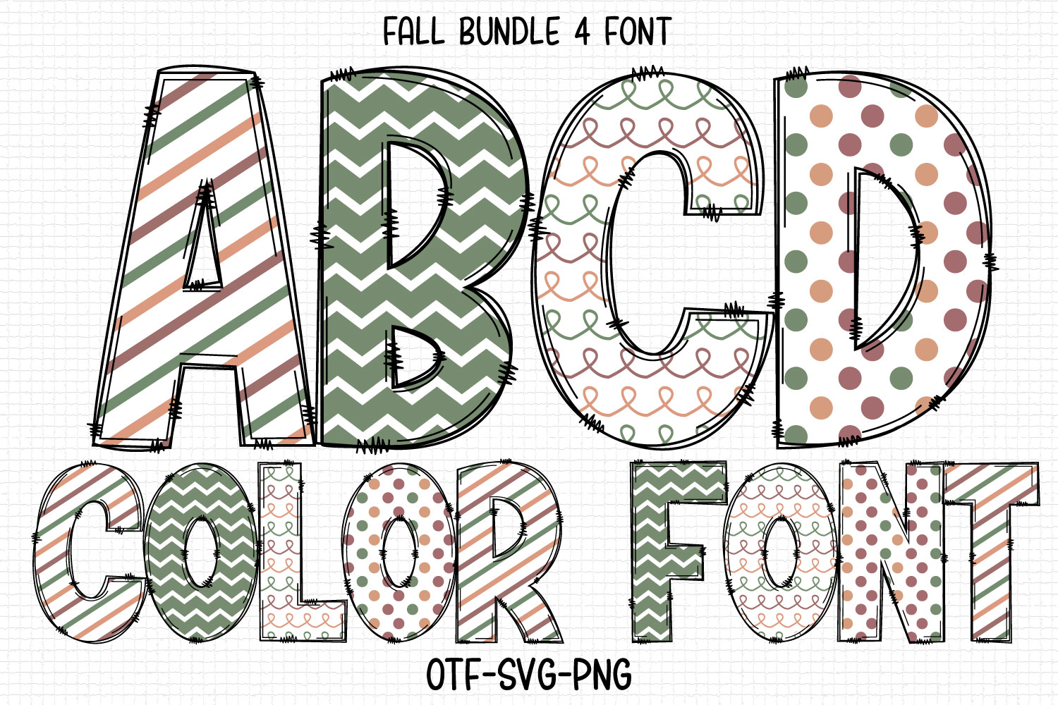Fall Doodle decorative font — hand-drawn autumn elements for scrapbooking and classroom crafts