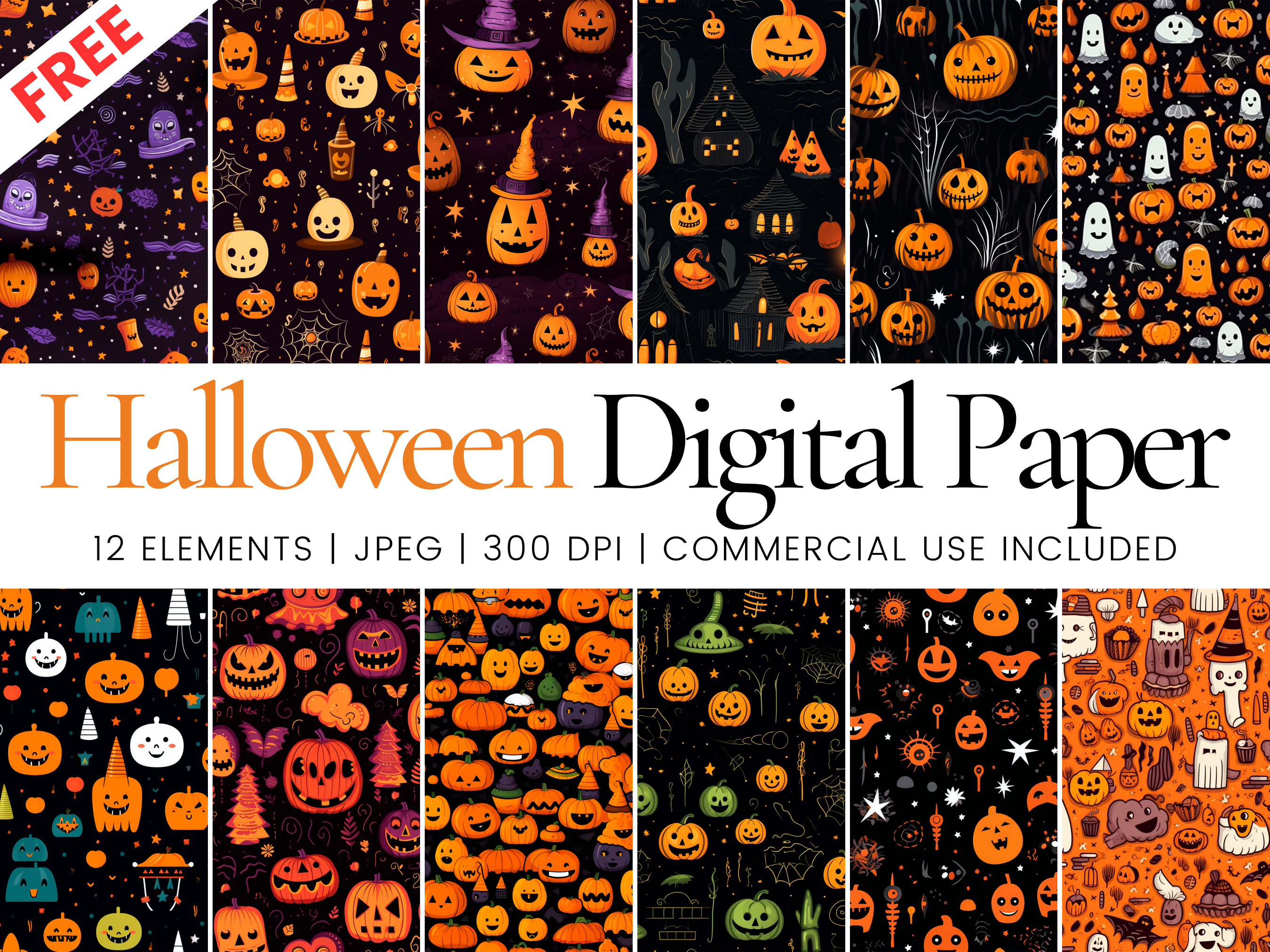 Free Halloween Digital Paper Graphic by Ikota Design · Creative Fabrica