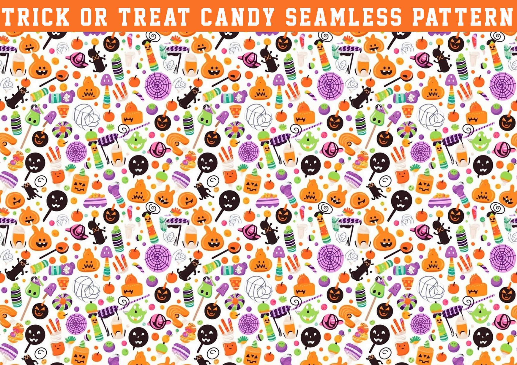 Halloween Candy Seamless Pattern Graphic by seasonal · Creative Fabrica