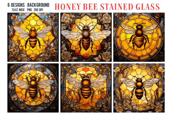 Honey Bee Stained Glass Background