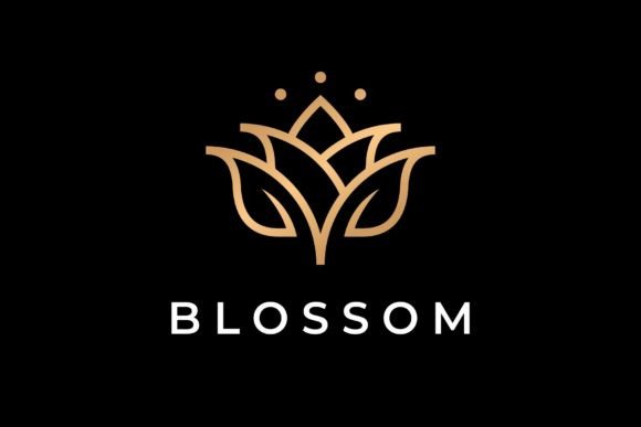 Lotus Blossom Flower Luxury Logo