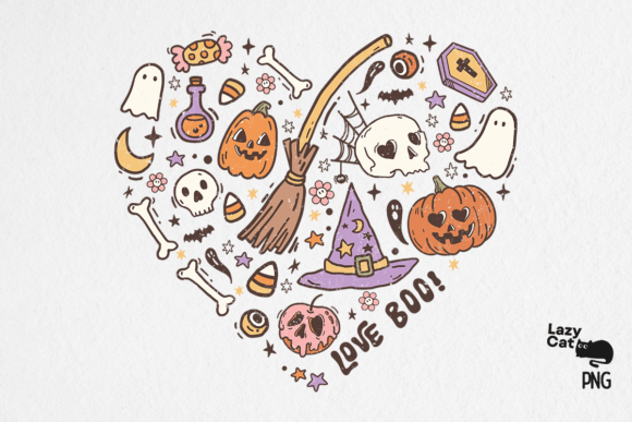 Retro Halloween Heart PNG Sublimation