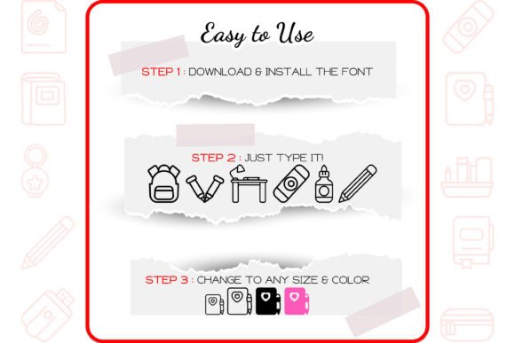 School Alphabet Font PNG with transparent background - Preview 3