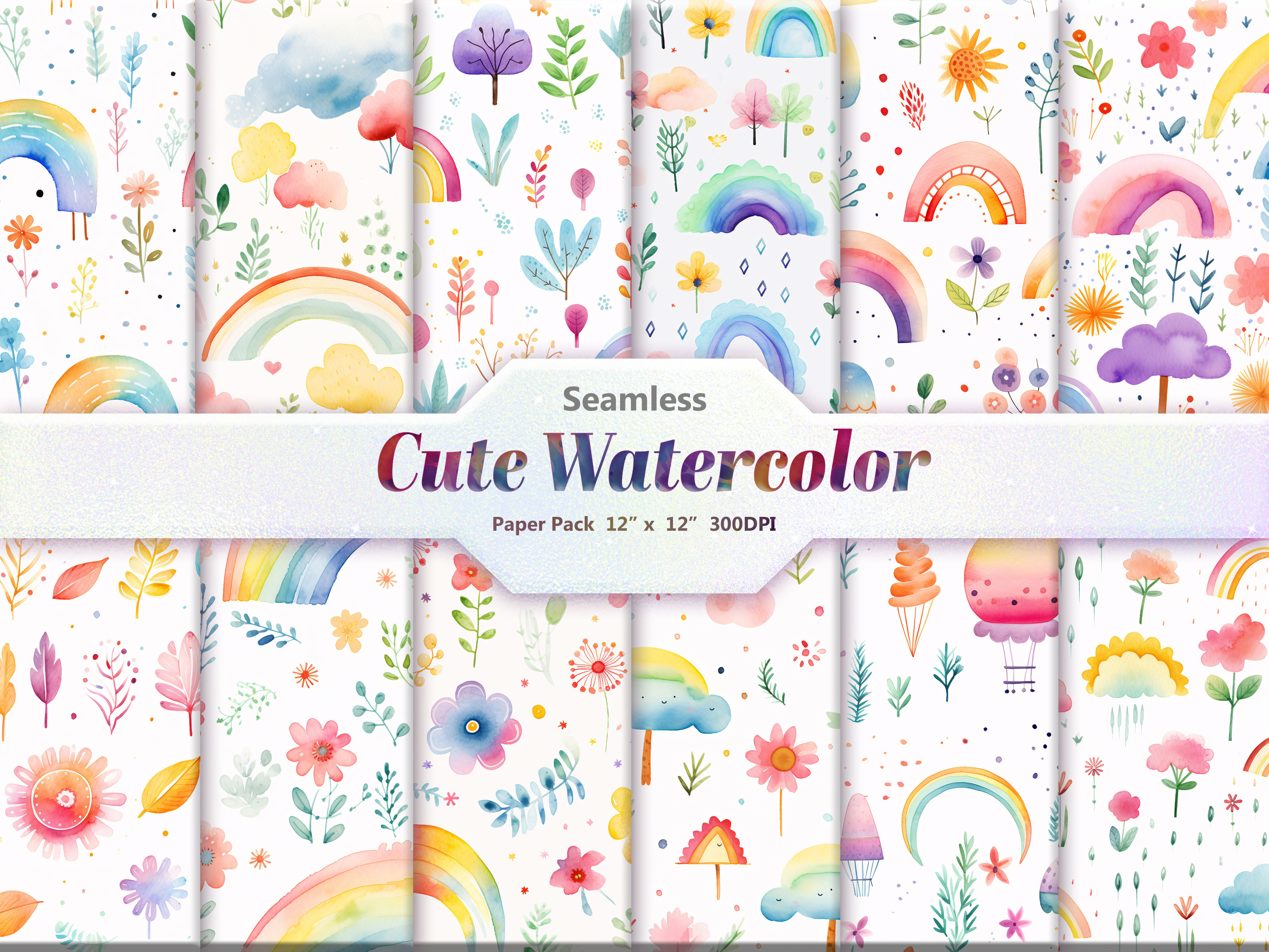 Seamless Cute Watercolor Digital Paper Graphic by DifferPP · Creative ...