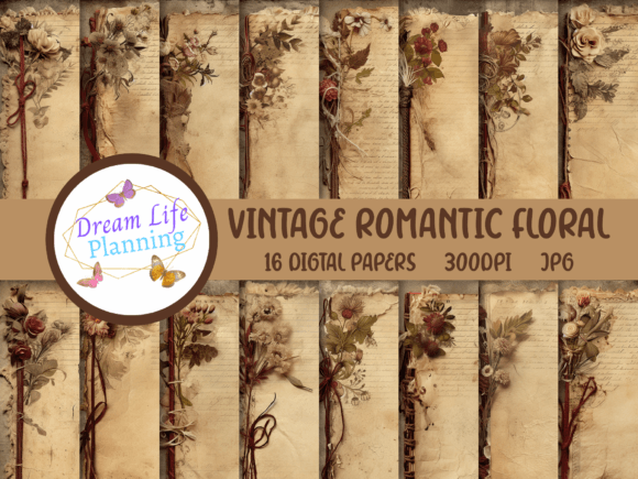 Vintage Romantic Floral Scrapbook Papers