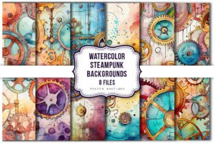 Watercolor Steampunk Backgrounds Pack