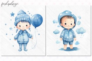 Cute Blue Baby Shower Watercolor Clipart Graphic by FonShopDesign ...