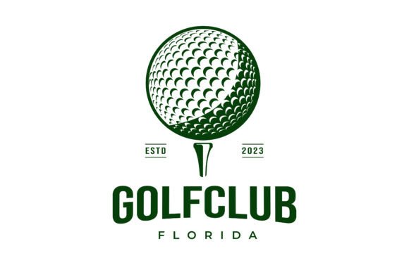 Golf Ball and Tee for Sports Club Logo