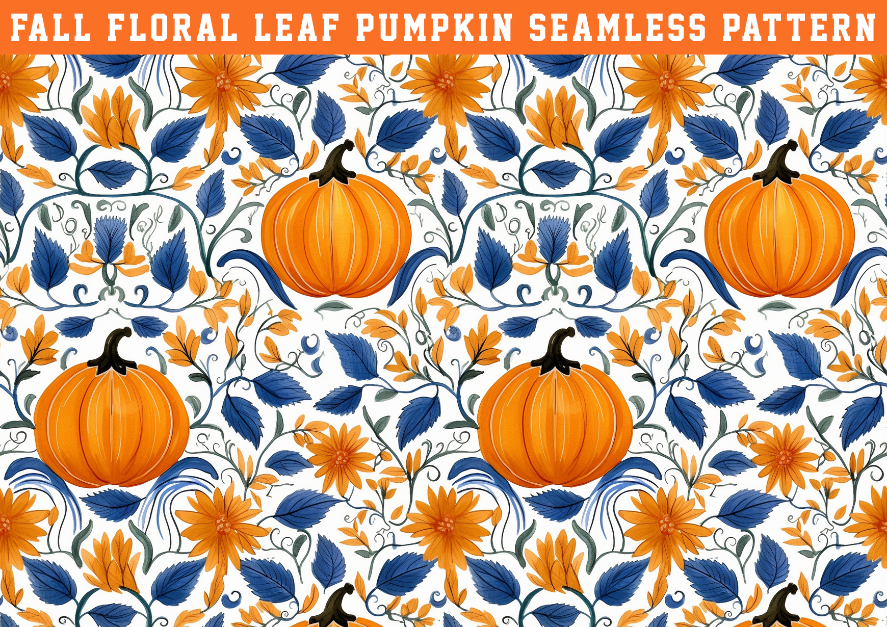 Halloween Fall Pumpkin Seamless Pattern Graphic by seasonal · Creative ...