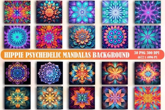 Hippie Psychedelic Mandalas Background Graphic Backgrounds By Lazy Sun