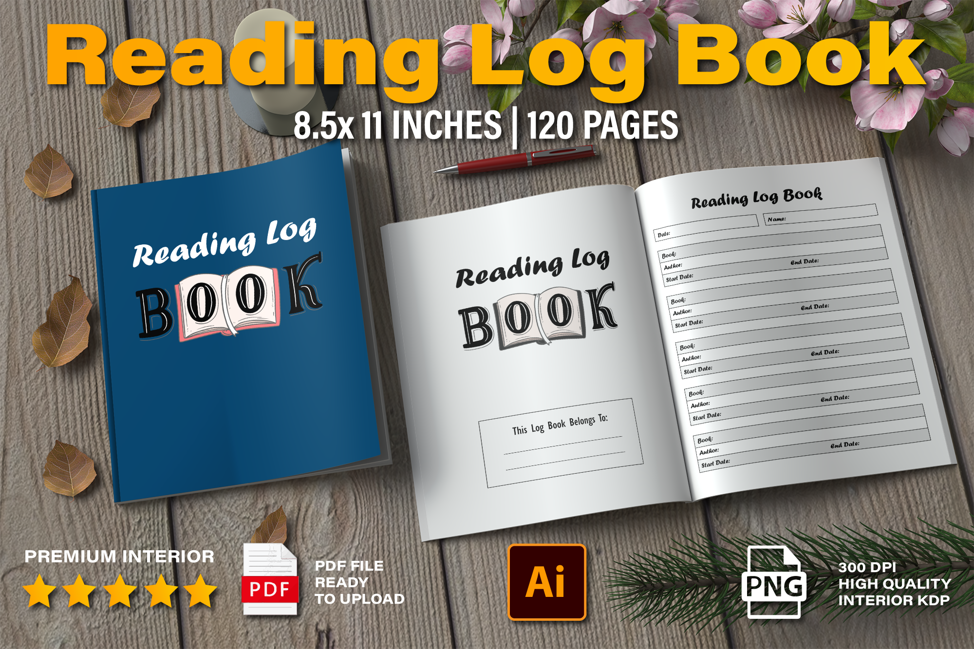 Reading Log Book Interior Graphic by Alexi Store · Creative Fabrica