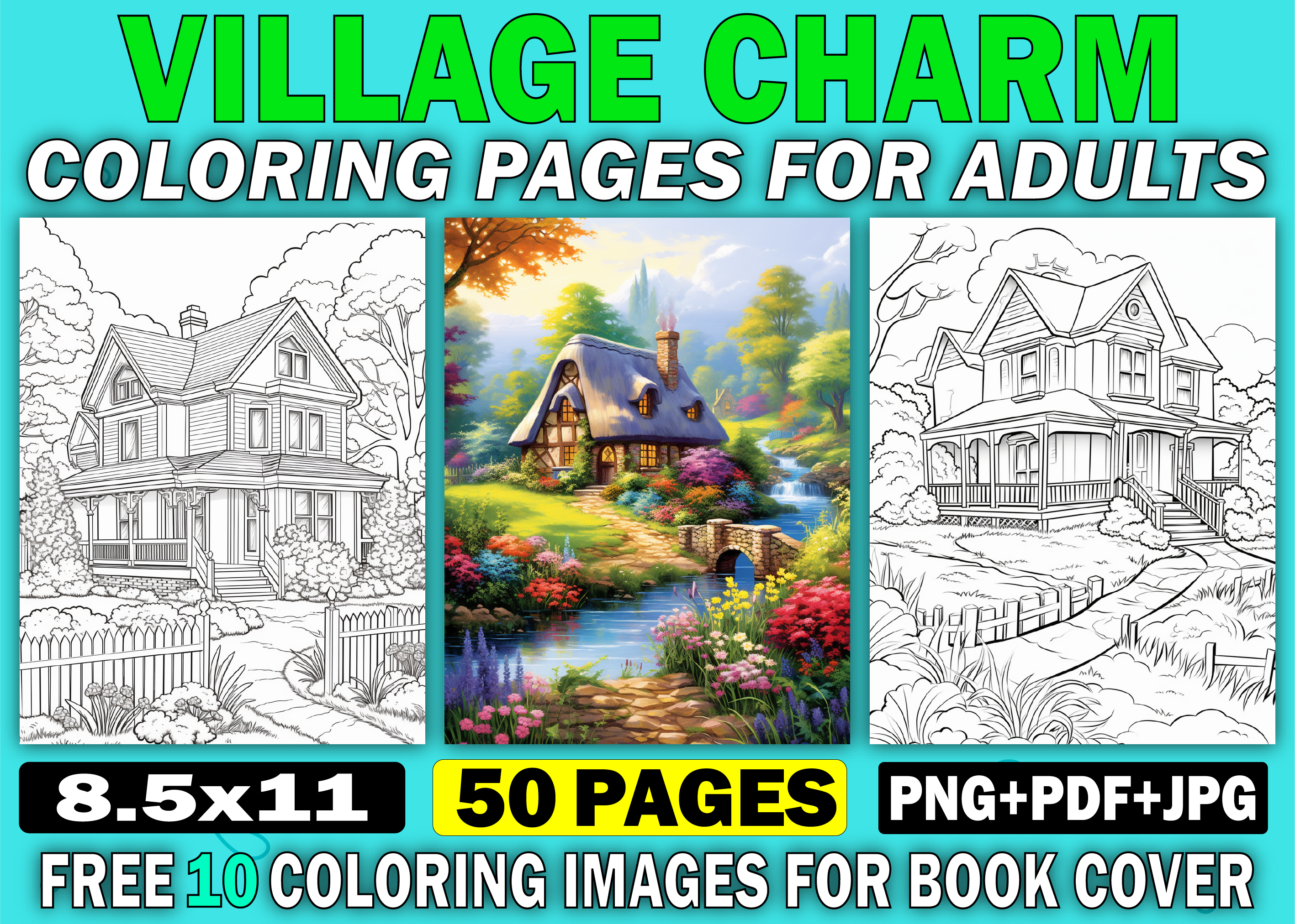 Village Charm Coloring Pages for Adults Graphic by KDP PRO DESIGN ...