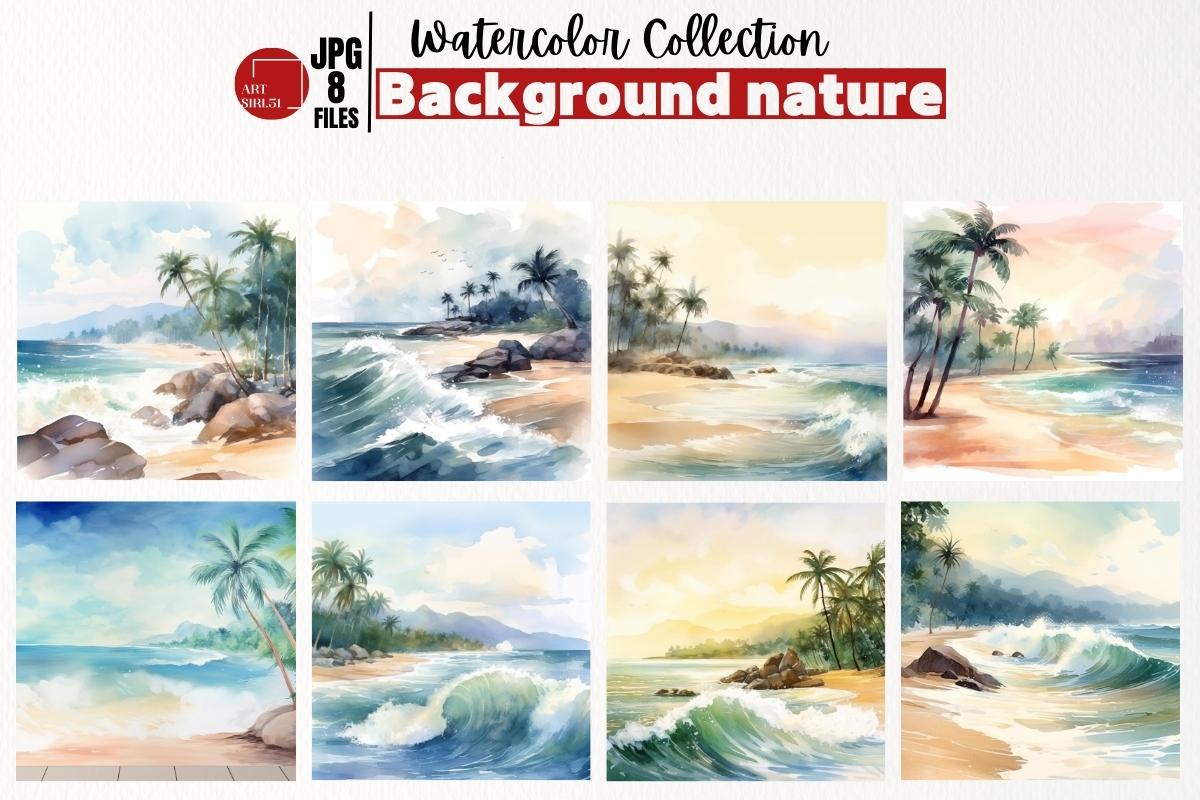 Watercolor Deserted Beach Background