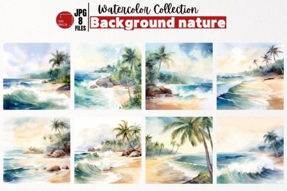 Watercolor Deserted Beach Background