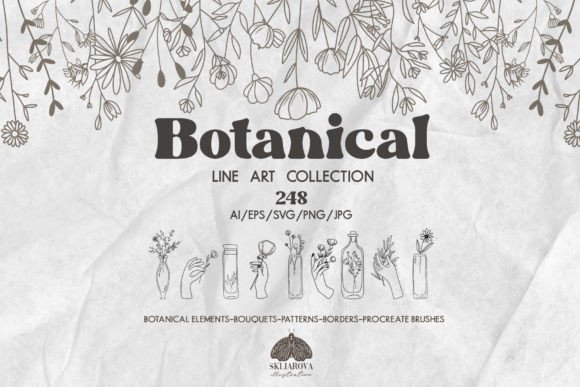 Botanical Line Art Collection Graphic by HappyWatercolorShop · Creative ...