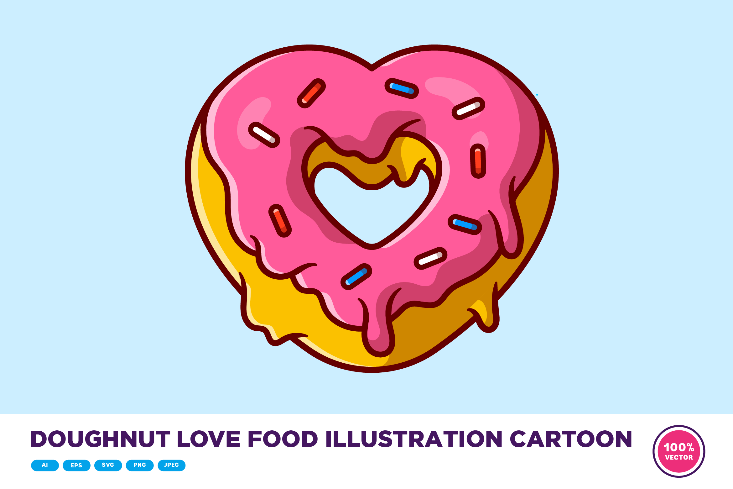 Doughnut Love Food Illustration Cartoon