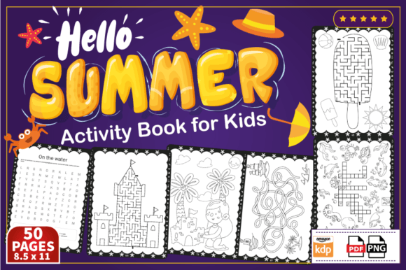Preview of Hello Summer Activity Book for Kids coloring pages for kids