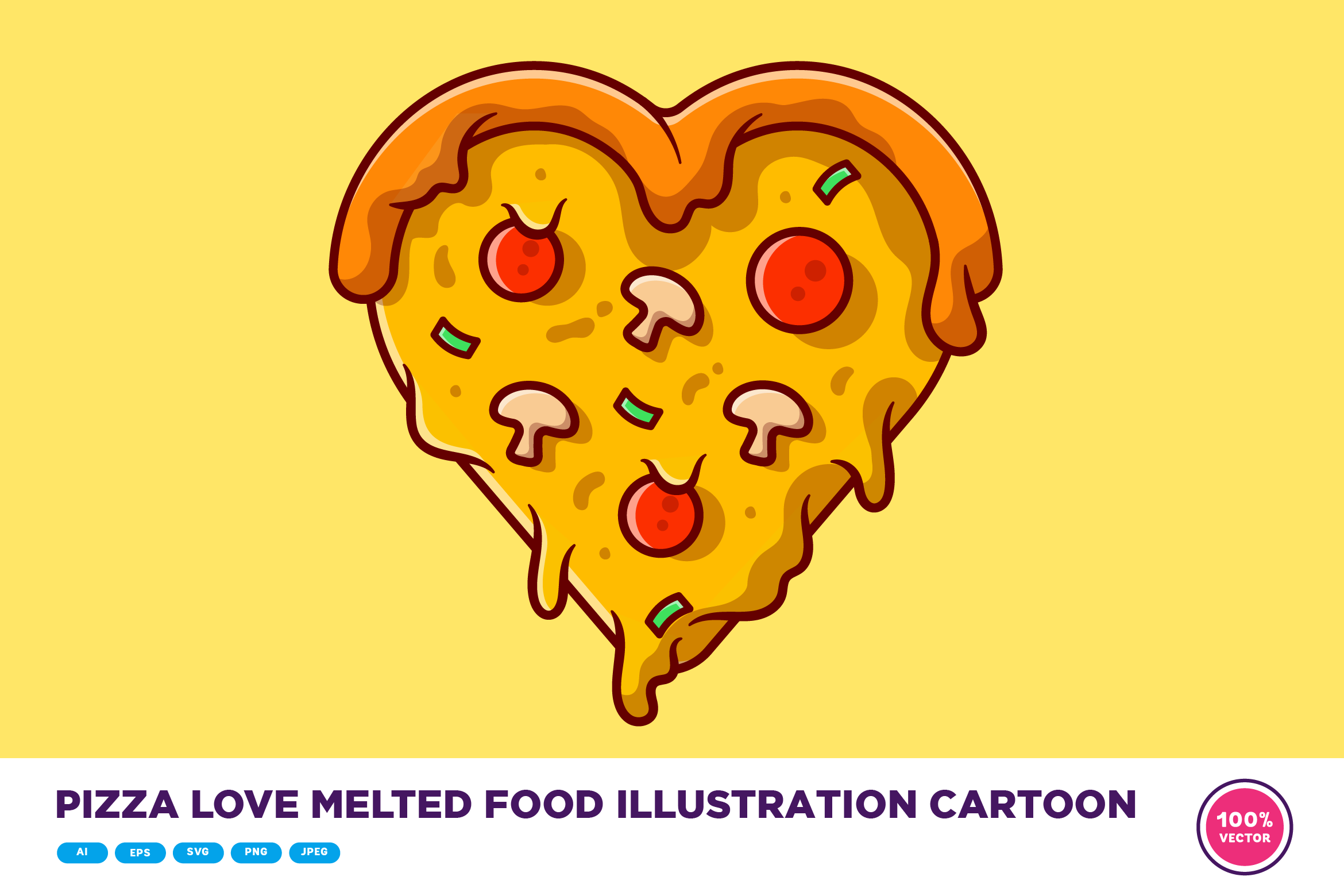 Pizza Love Melted Food Illustration