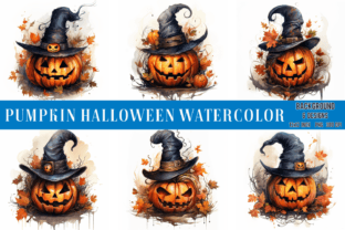 Pumpkin Halloween Watercolor Background Graphic by Babydell Art ...