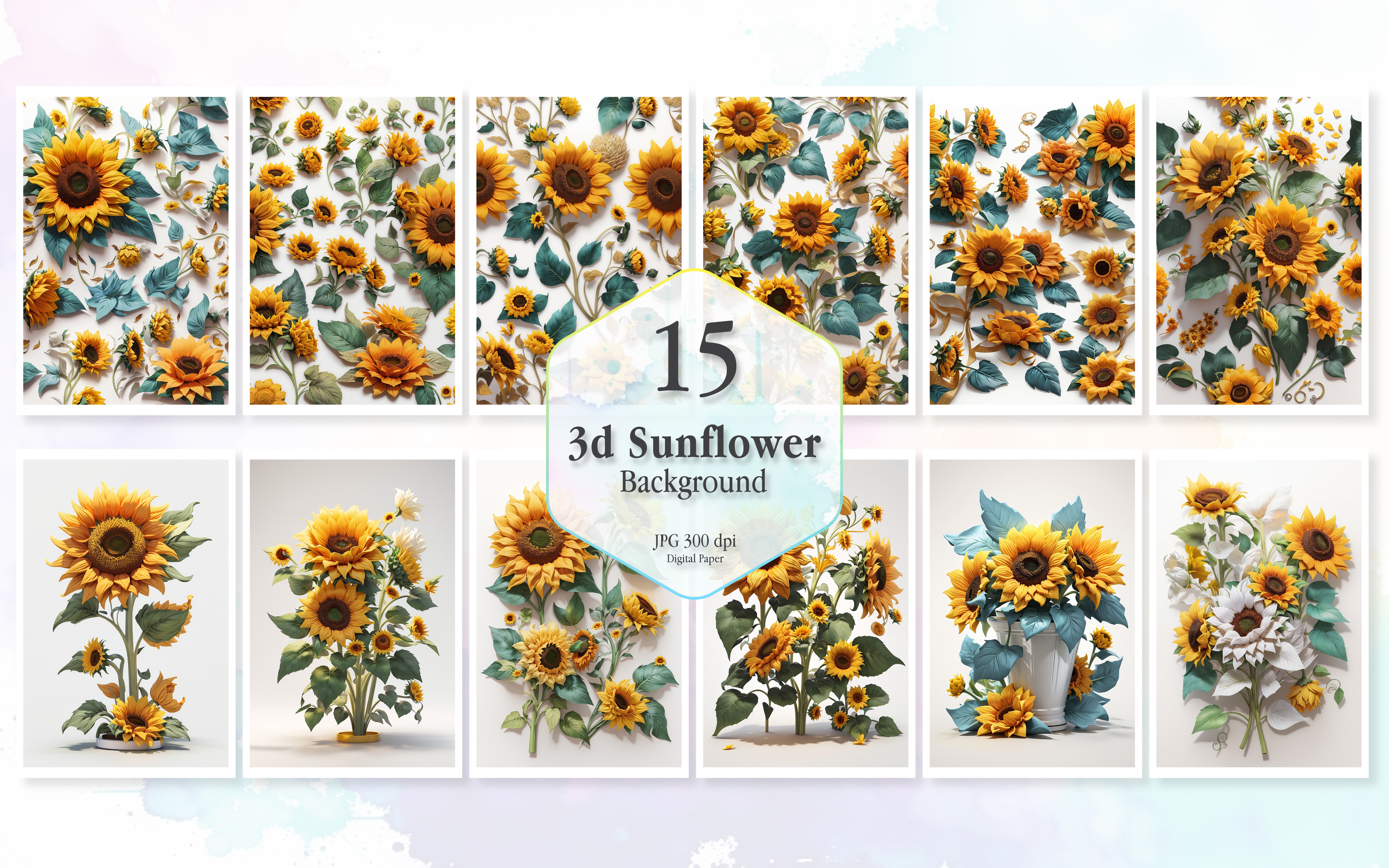 Realistic 3D Sunflower Digital Papers Graphic by mdalaminabd · Creative ...