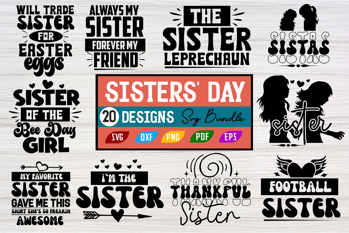 Sisters' Day Svg Bundle Graphic by ijdesignerbd777 · Creative Fabrica