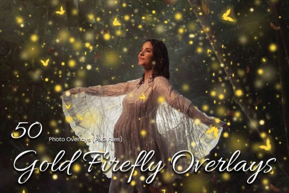 50 Gold Firefly Photoshop Overlays