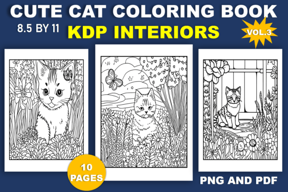 10 Cute Cat Coloring Book