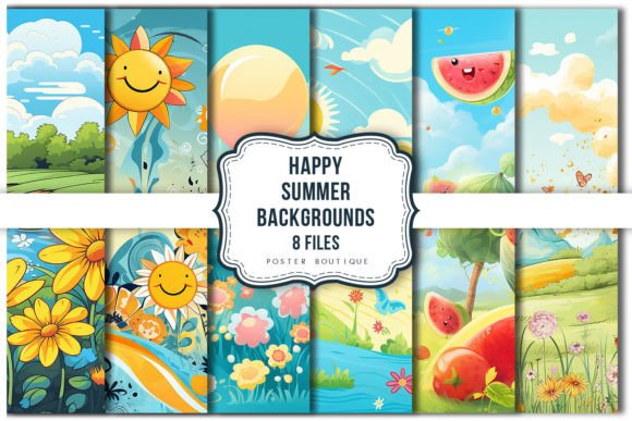 Happy Summer Backgrounds Pack Graphic Illustrations By Poster Boutique