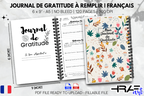Journal De Gratitude à Remplir Français (French)