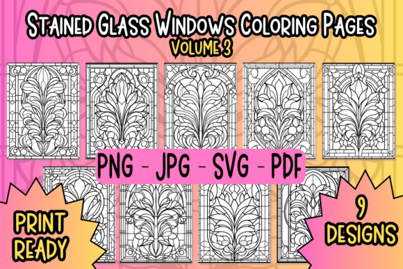 Stained Glass Windows Coloring Pages Vol