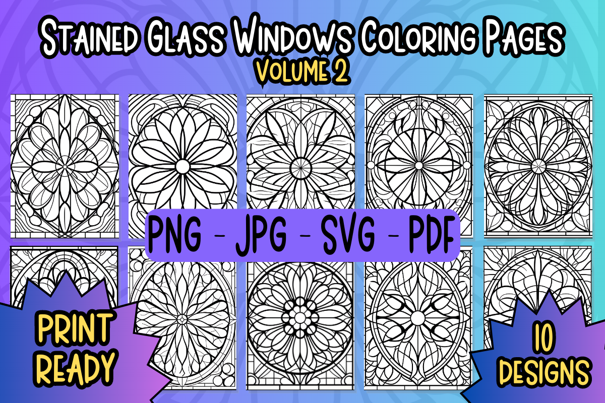 Stained Glass Windows Coloring Pages Vol