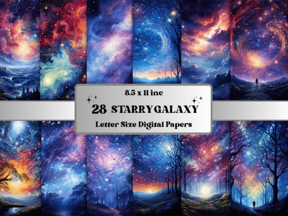 Starry Galaxy Background Digital Paper