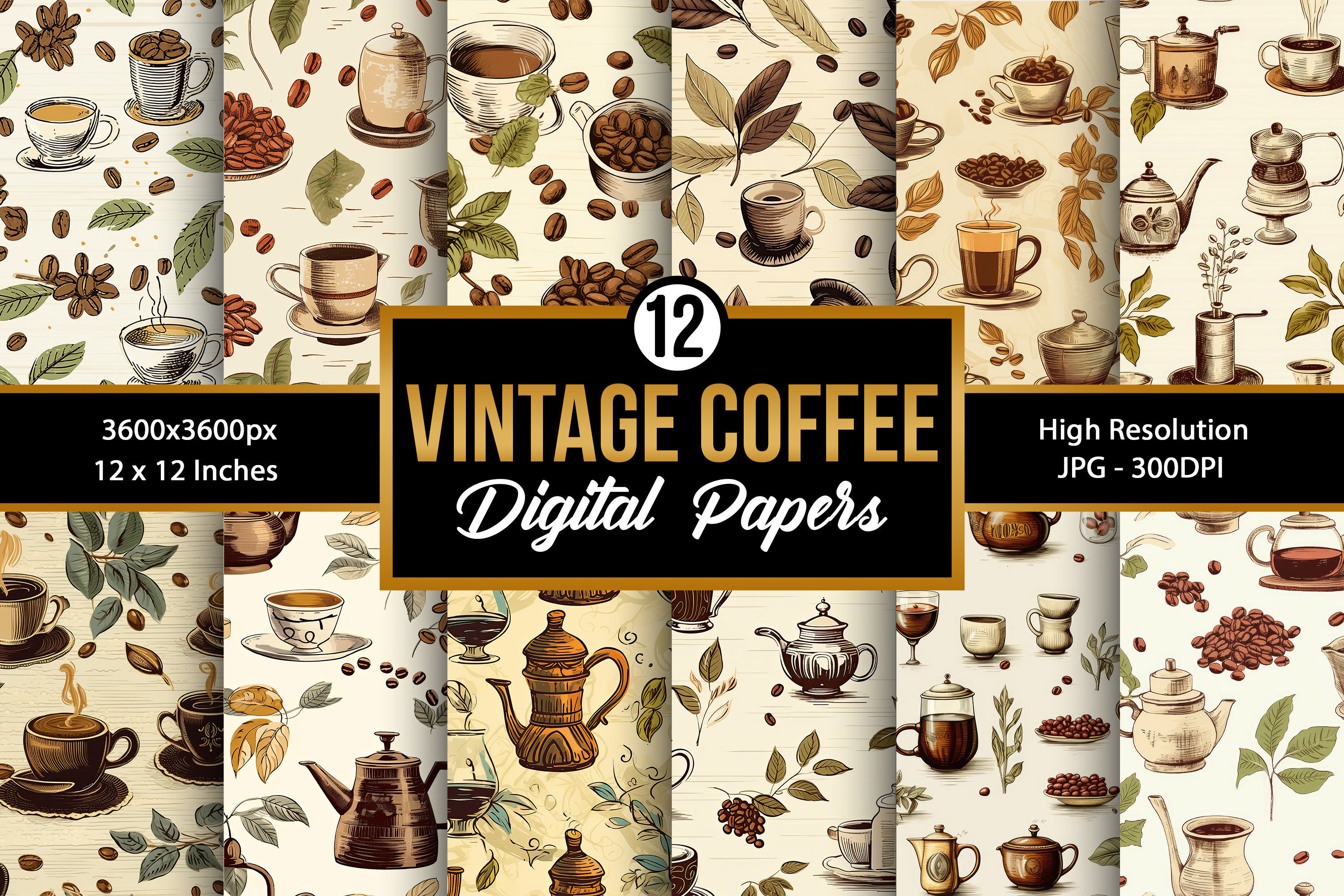 Cafe Rapper Paper With Pattern Vintage Coffee Seamless Pattern Papers Graphic by Creative Store ...