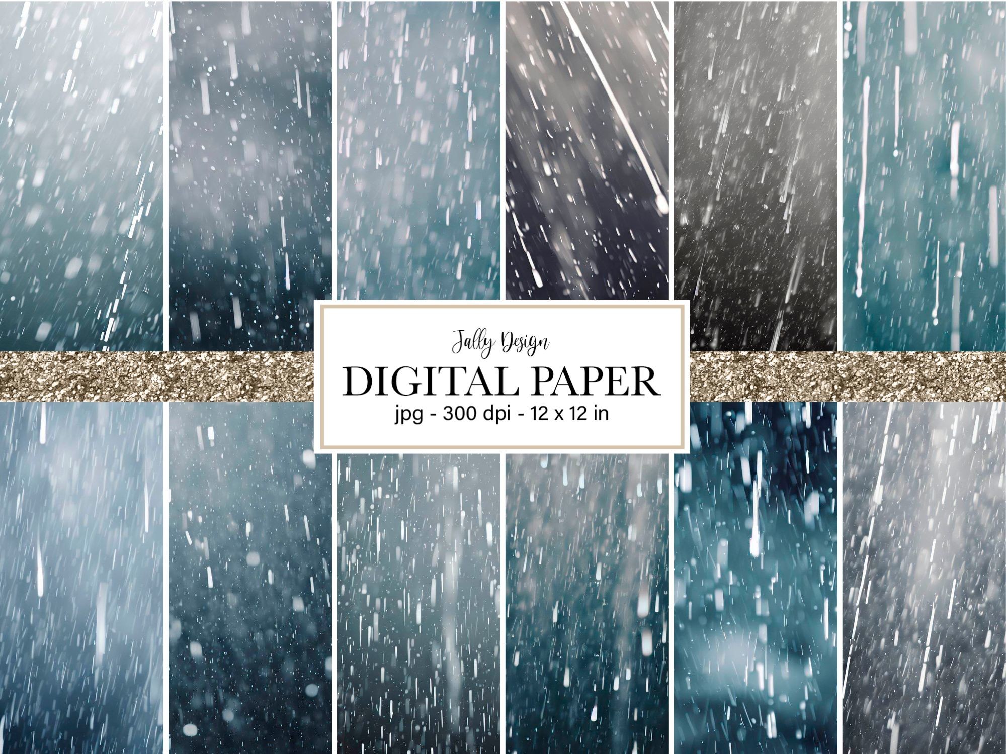 White Rain Digital Paper Graphic by jallydesign · Creative Fabrica