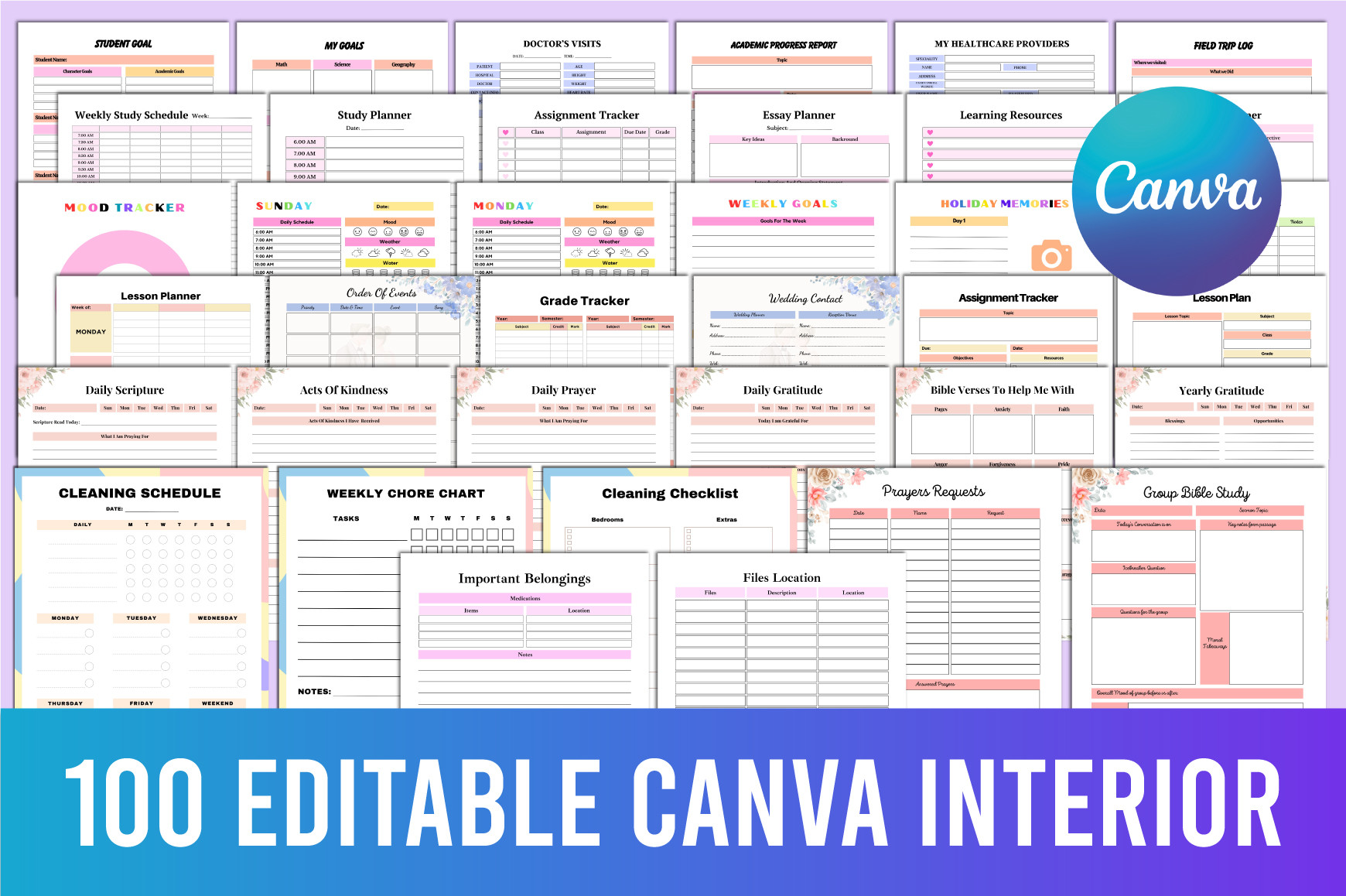 100 Editable Canva KDP Interior Graphic by Shumaya · Creative Fabrica