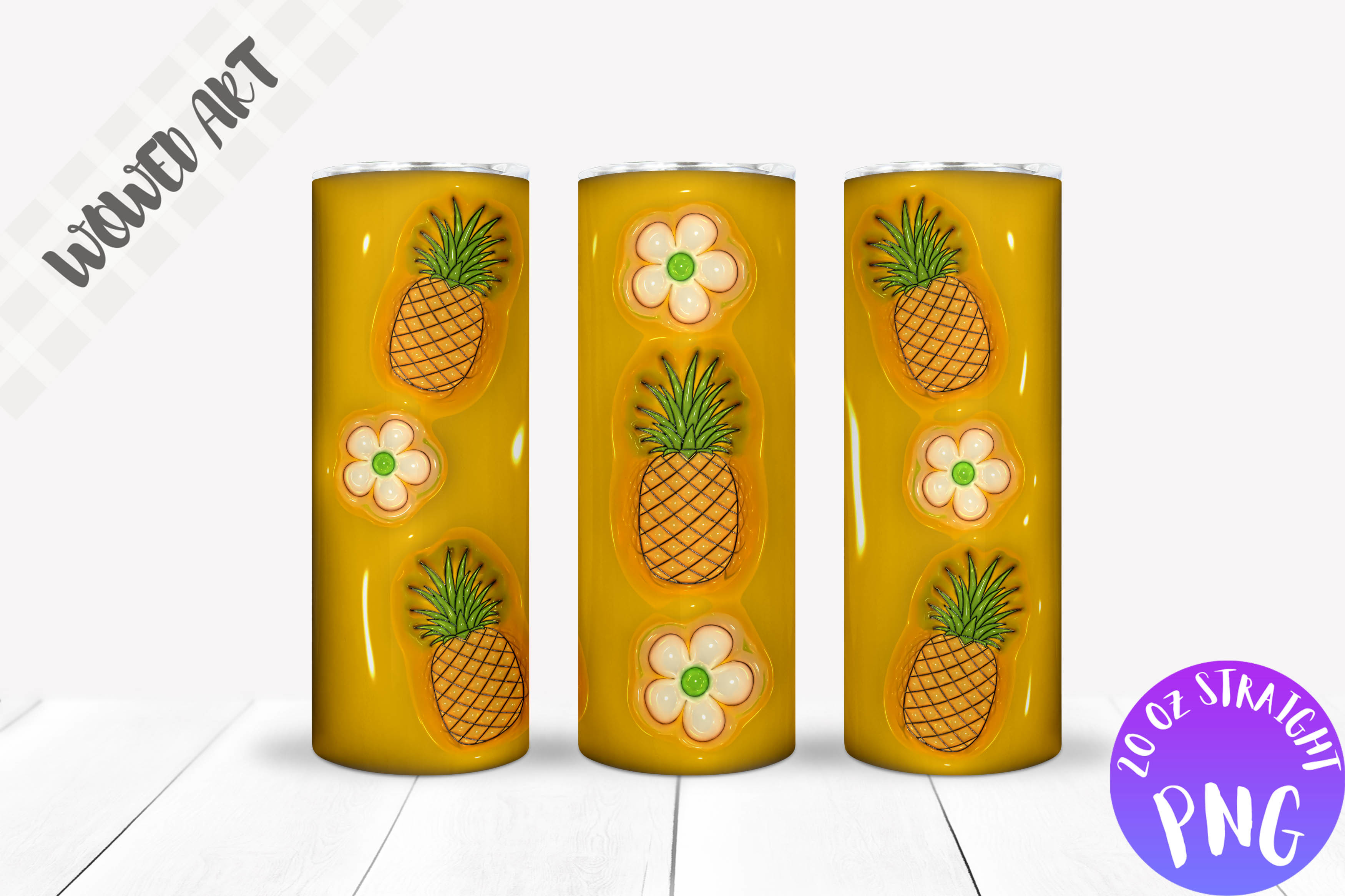 3d Inflated Pineapple Tumbler Wrap Graphic by CraftSvgs · Creative Fabrica
