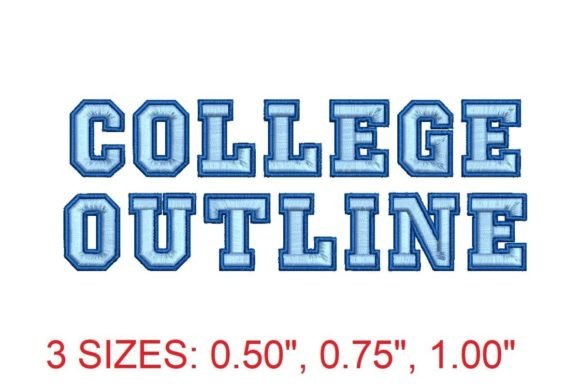 College Outline Embroidery Font Back to School Embroidery Design By Digitizingwithlove