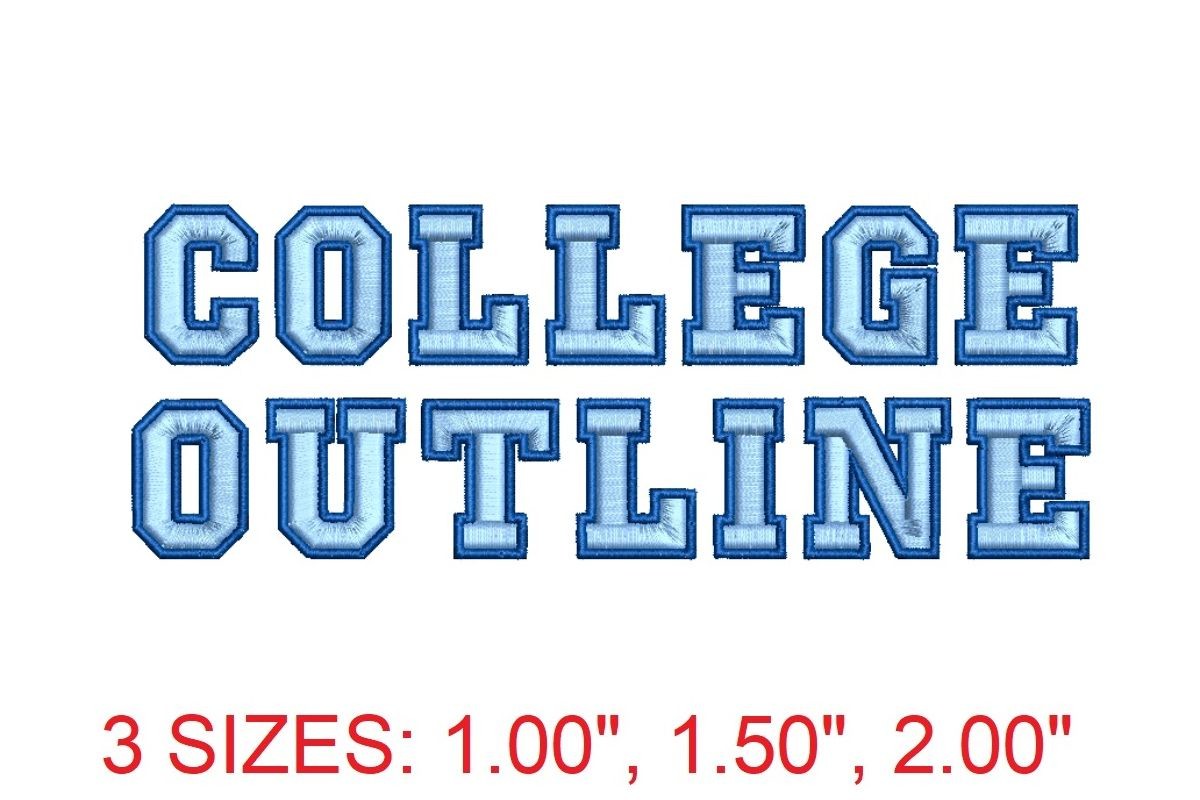 College Outline Embroidery Font