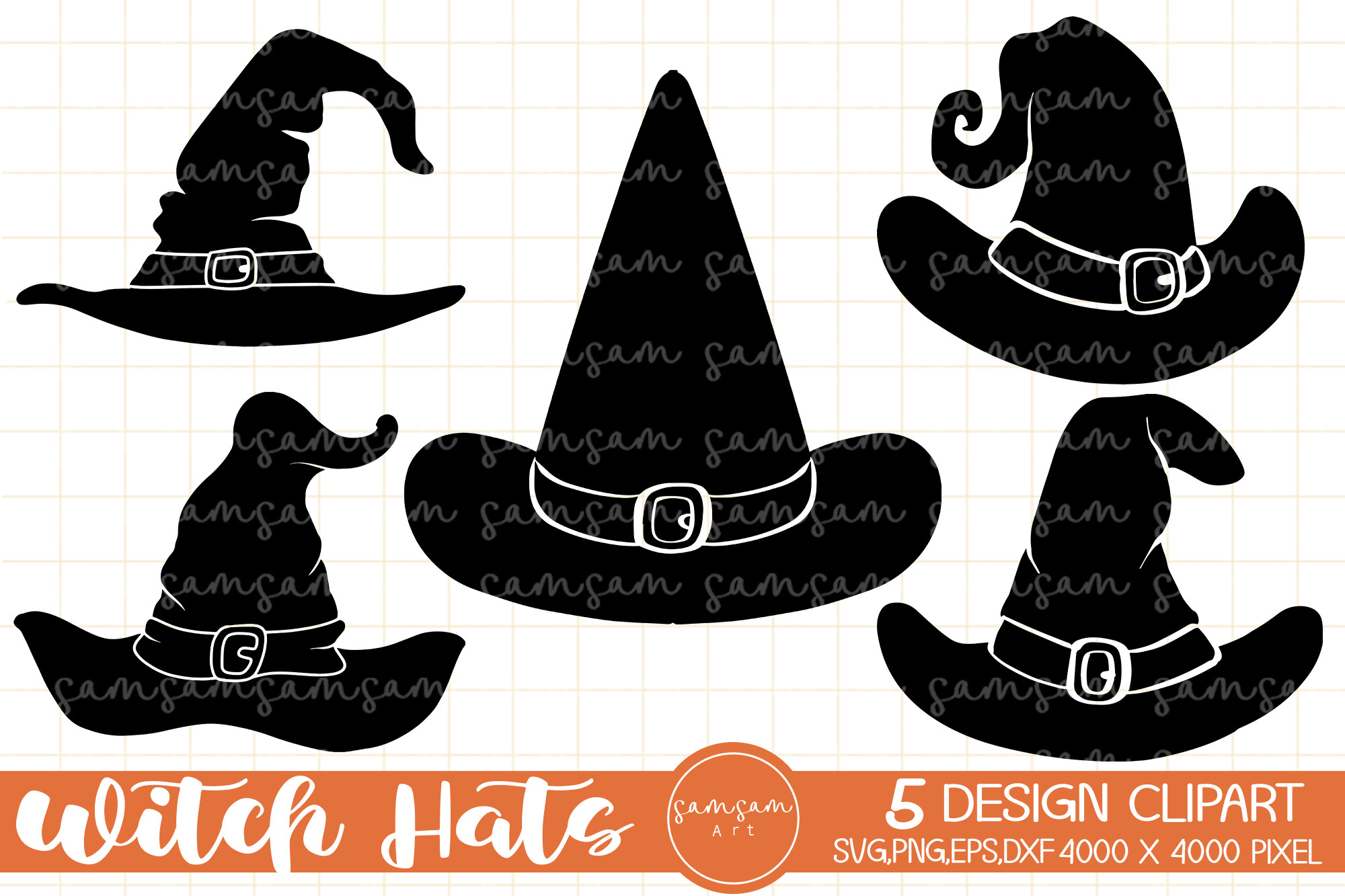 Halloween Witch Hats Sublimation Bundle Graphic by Samsam Art ...