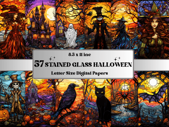 Stained Glass Halloween Digital Paper