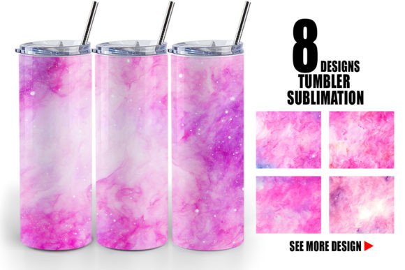 Tumbler Pink Galaxy Space Watercolor Grafika Owijki na kubek Przez Artnoy