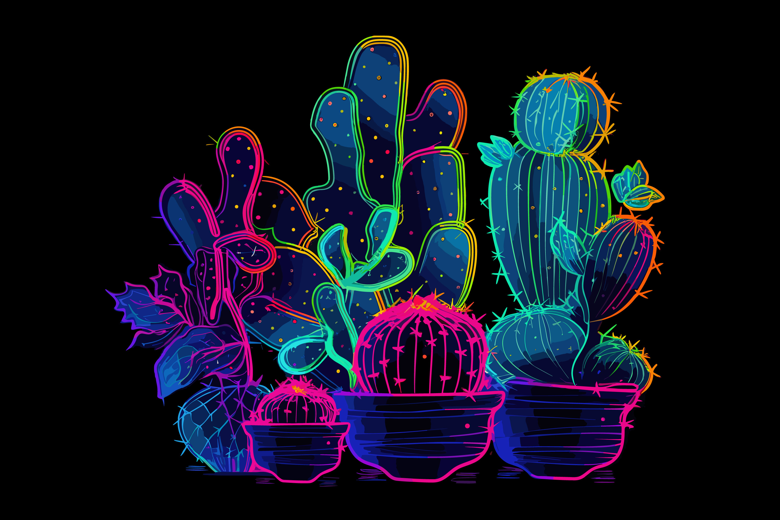 Vector Art Cactus Neon Cactus Symbol Graphic by saydurf  Creative Fabrica