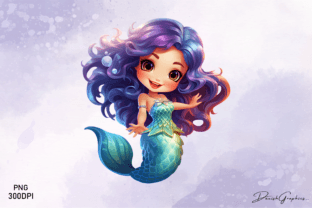 Cute Mermaid Clipart, Sublimation PNG Graphic by Danishgraphics ...