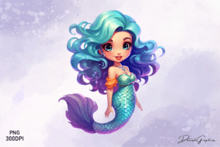 Cute Mermaid Clipart, Sublimation PNG Graphic by Danishgraphics ...