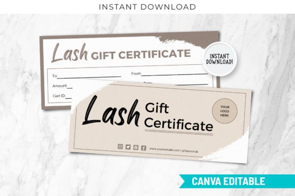 Lash Gift Certificate Editable Template