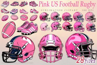 Pink US Football Rugby Helmet Ball Shoes Graphic by qArt Design  Creative  Fabrica