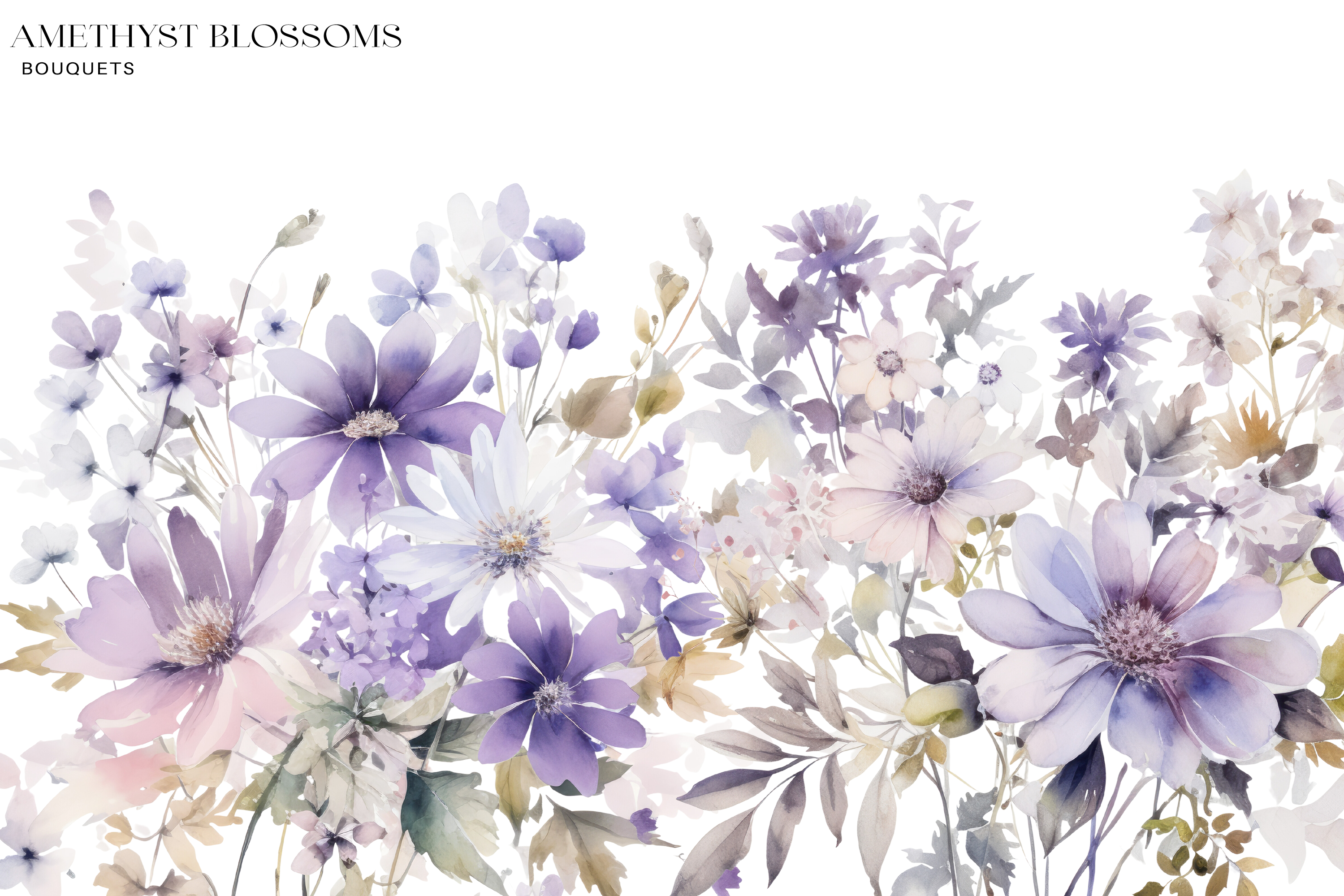 Purple Floral Clipart Watercolor Flowers - photo 2