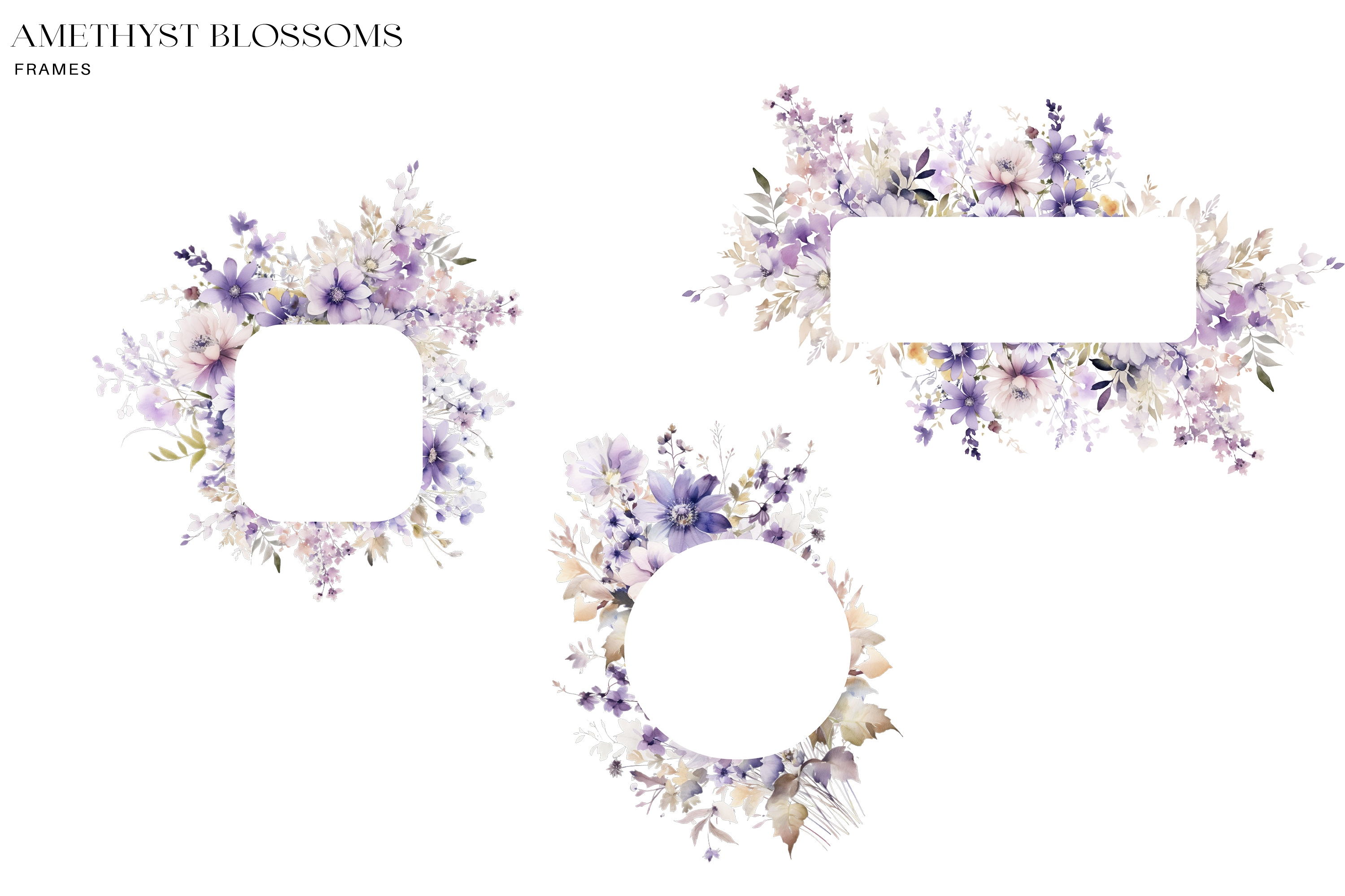 Purple Floral Clipart Watercolor Flowers - photo 5
