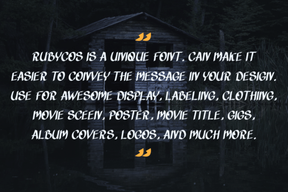 Rubycos Font PNG with transparent background - Preview 1