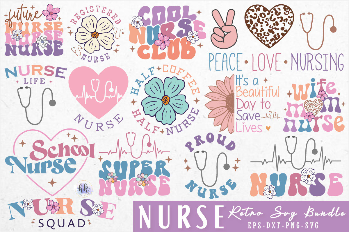 Retro Nurse SVG Bundle. Graphic by Hkartist12 · Creative Fabrica
